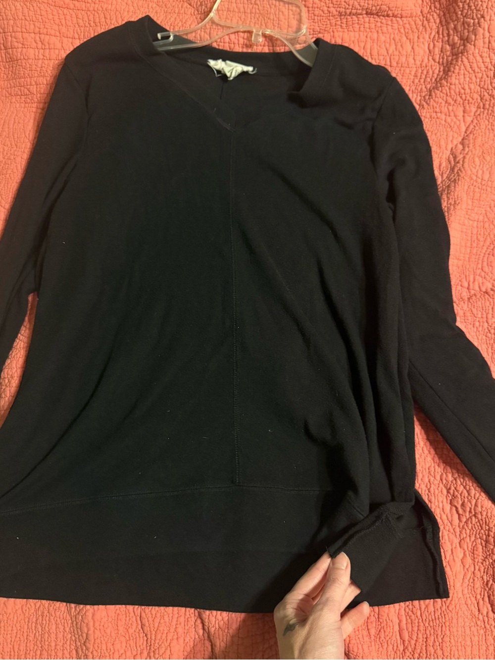 Black V-Neck Women's Sweater - Classic Lightweight Knit size medium
